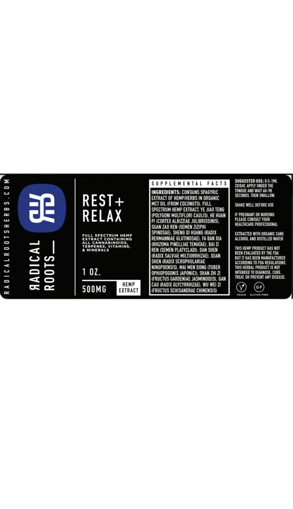 rest relax label cbd tincture