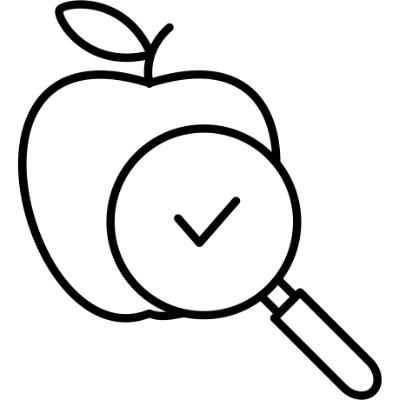 Illusration of an apple with a magnifying glass over it